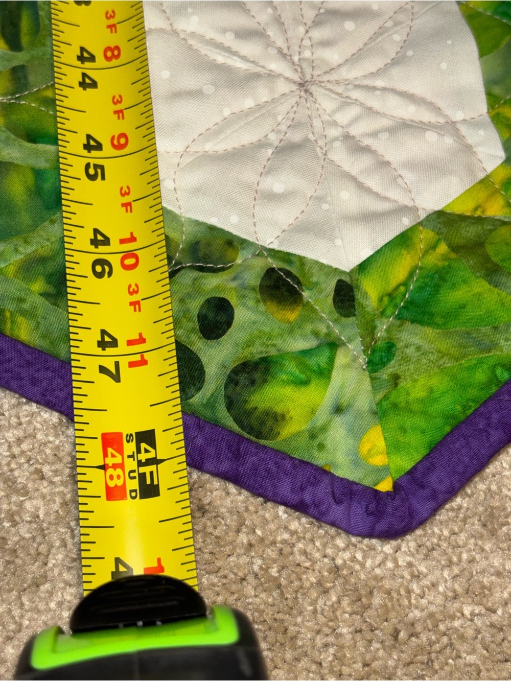 Handmade White Multicolor Hexagon Quilt Table Runner - Picture 3 of 5
